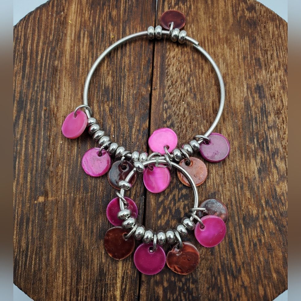 Double hoop barbiecore necklace pendant‎